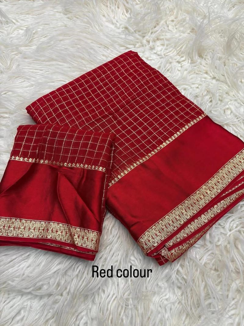 Pure Viscose Chex Saree