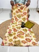 Floral Co Ord Set - Beige and Olive Textured Cotton - KK Fashion Mart