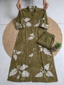Floral Co Ord Set - Olive Green Botanical Print - KK Fashion Mart