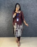 Kalamkari Kurti Set - Wine Kota Checkered - KK Fashion Mart