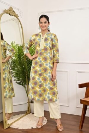 Khadi Cotton Co-ord Set - Abstract Circle Print - KK Fashion Mart