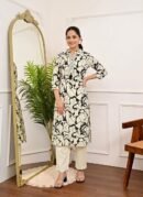Khadi Cotton Co-ord Set - Black Abstract Print - KK Fashion Mart