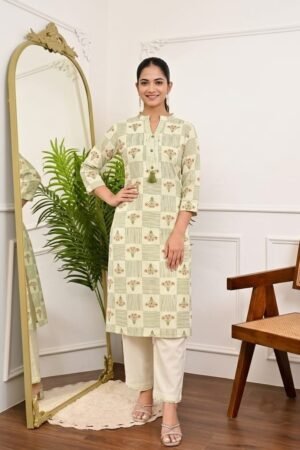 Khadi Cotton Co-ord Set - Geometric Motif - KK Fashion Mart