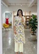 Khadi Cotton Co-ord Set - Purple Floral Print - KK Fashion Mart