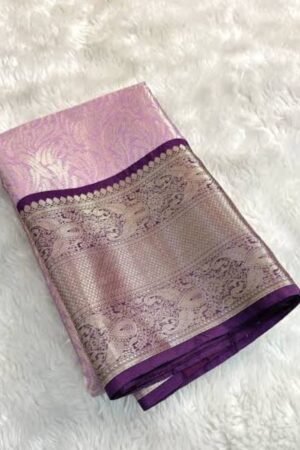 Semi Tissue Silk Saree - Elegant Purple Designer Pallu