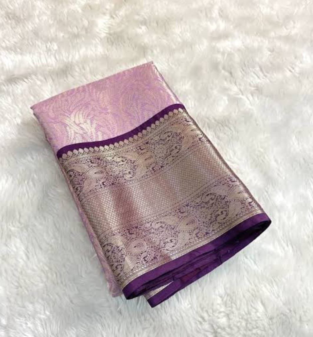 Semi Tissue Silk Saree - Elegant Purple Designer Pallu - KK Fashion Mart