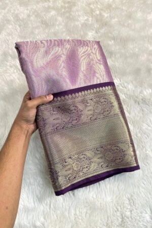 Semi Tissue Silk Saree - Elegant Purple Designer Pallu