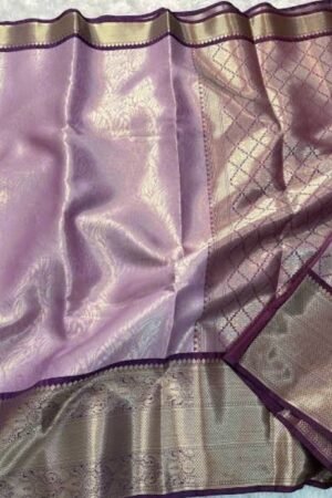 Semi Tissue Silk Saree - Elegant Purple Designer Pallu