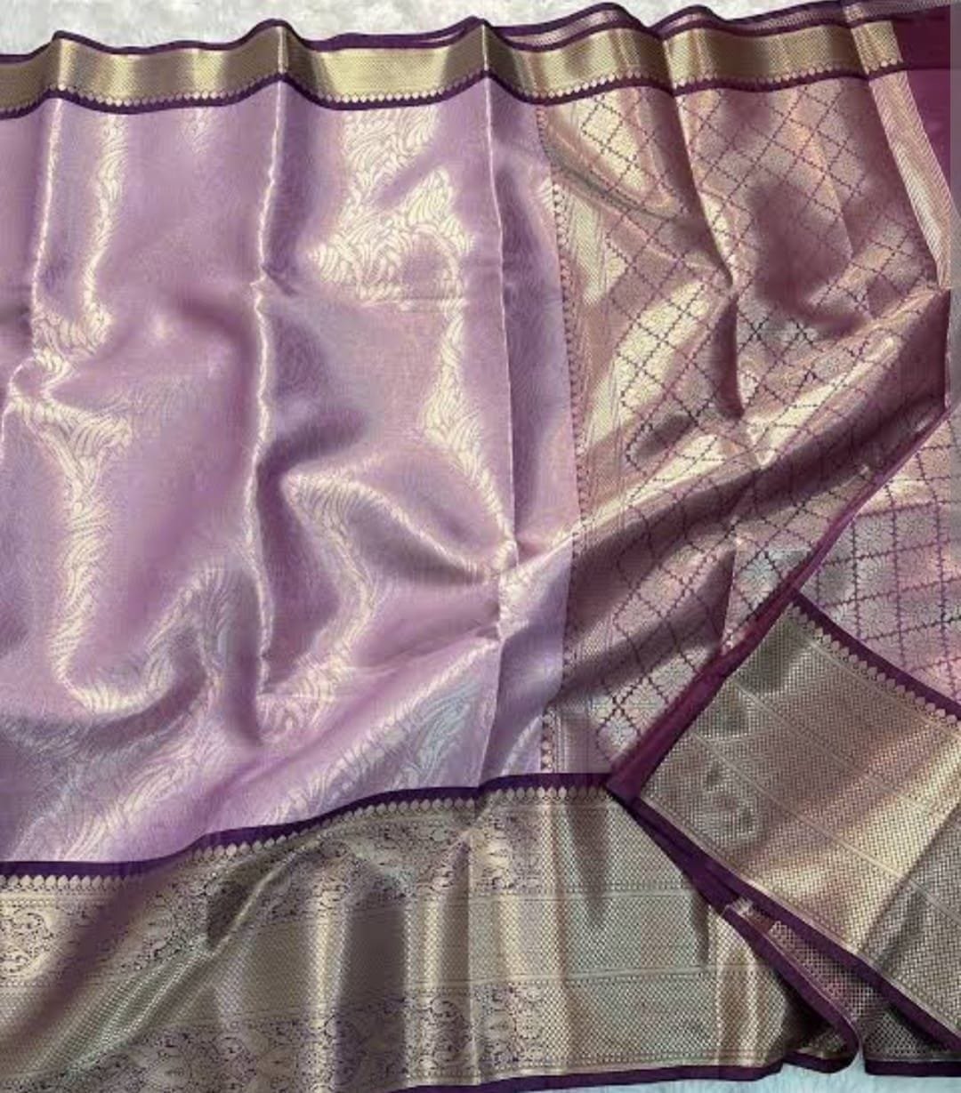 Semi Tissue Silk Saree - Elegant Purple Designer Pallu - KK Fashion Mart