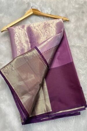 Semi Tissue Silk Saree - Elegant Purple Designer Pallu - KK Fashion Mart