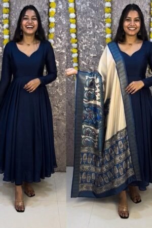 Vichithra Silk Anarkali - Kalamkari Dupatta Set