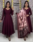 Vichithra Silk Anarkali - Kalamkari Dupatta Set - KK Fashion Mart