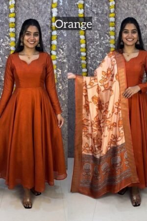 Vichithra Silk Anarkali - Kalamkari Dupatta Set