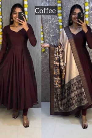 Vichithra Silk Anarkali - Kalamkari Dupatta Set